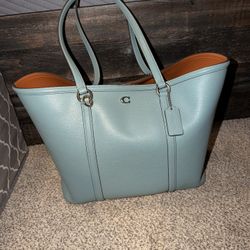Coach Legacy Pebbled Leather Tote Bag - Teal