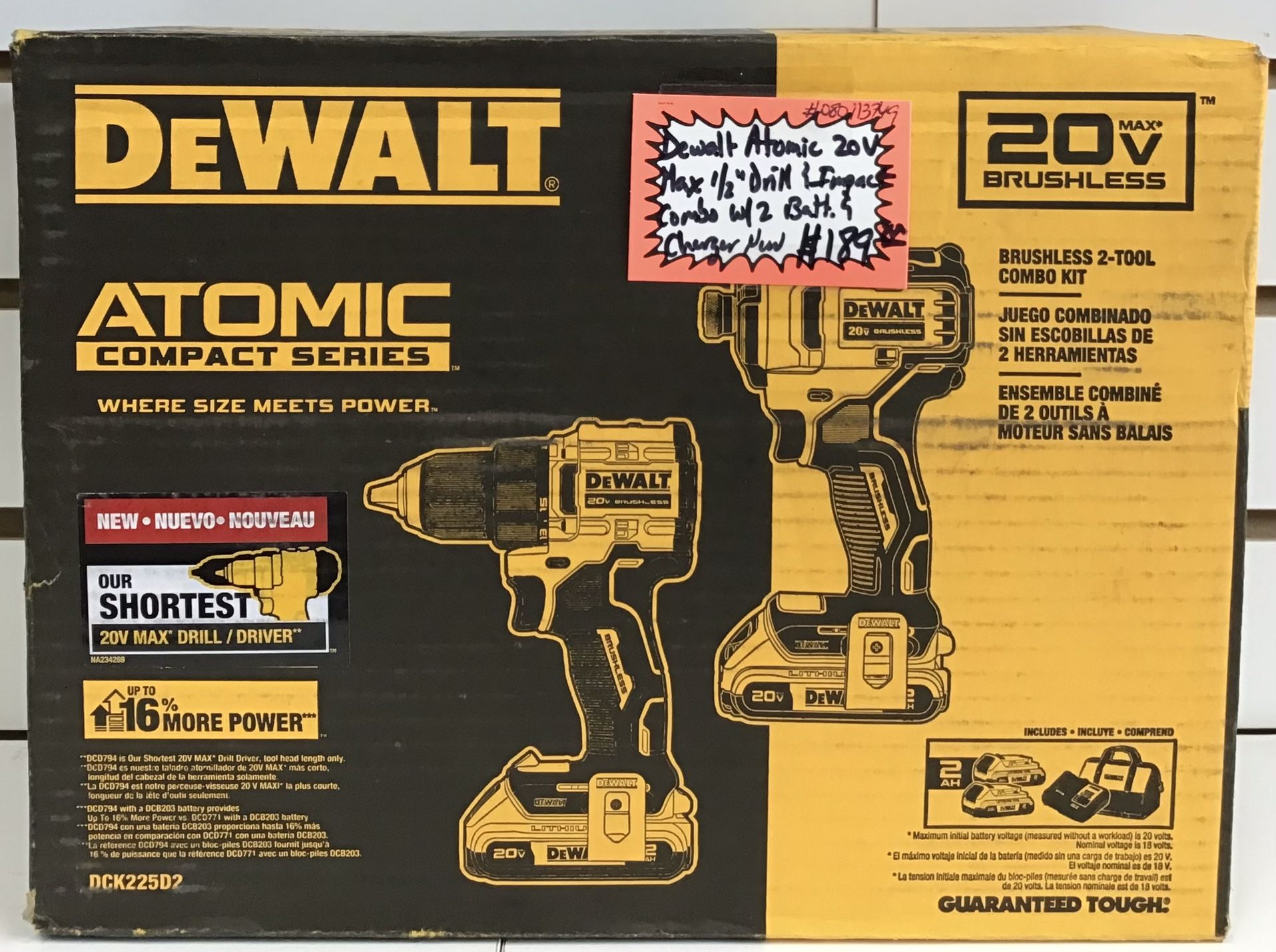 Dewalt Atomic 20V Max 1/2” Drill & Impact Combo W/ 2 Batt. & Charger New