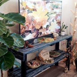 🌱Solid Wood Bench/Coffee Table ::: Interior & Exterior ::: 17"H X 60"W X 16"D (4 Planks) ::: Distressed Black/Silver Drop ::: $80/Pc.