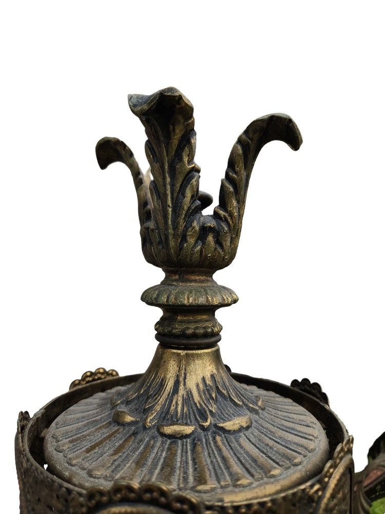 Set Pair 2 Vintage Loevsky? Brass? End Table Lamps Heavy Hollywood Regency 1970s MCM Moroccan