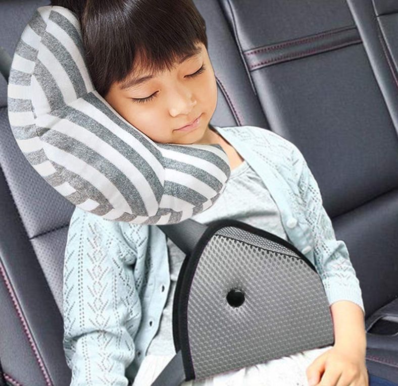 DODYMPS Car Seat Travel Pillow Neck Support Cushion Pad and Seatbelt Adjuster for Kids, Safety Belt Sleeping Pillow and Adjuster for Cars, Safety Str