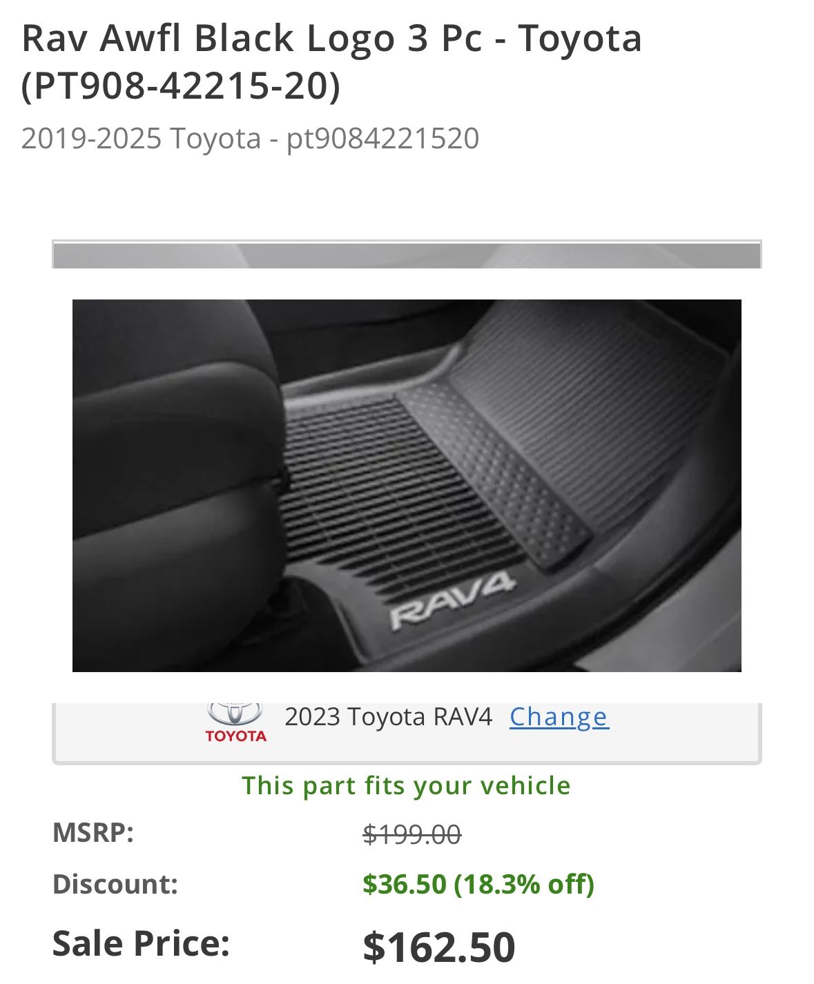 Toyota 2023 floor liners Matt