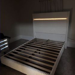 60" Tall Queen Bed Frame with LED Lights