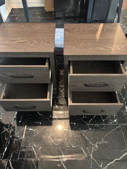 Pair of Dark Wood 2-Drawer Nightstands