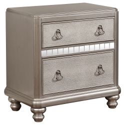 Bling Game Metallic Platinum 2-Drawer Nightstand