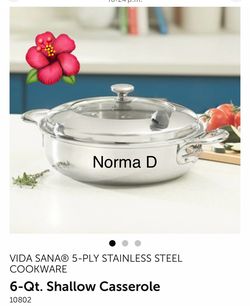 Cacerola de 6 qts vida sana 5 ply nueva en su caja 🌺 princess house 🌺