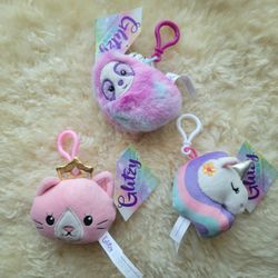 3 GLITZY CLIPS CAT/SLOTH/UNICORN