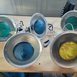 5 Vintage Clamp-on Metallic Floodlights 8-1/2 in. 125-Watt Incandescent Aluminum Heat Clamp Lights
