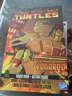 TMNT Leonardo BST AXN Comic Book + Action Figure