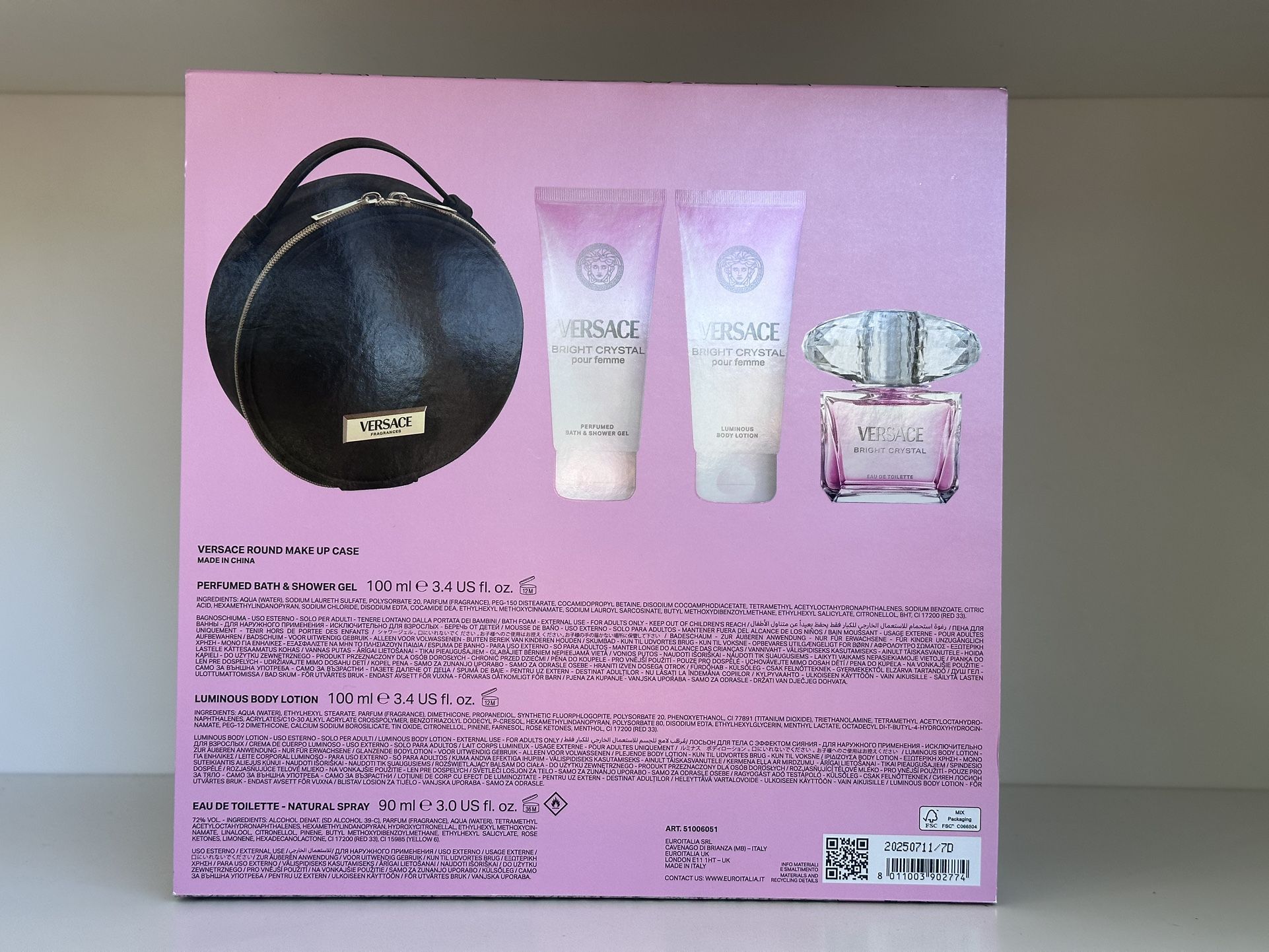 Versace Bright Crystal Edt Set 3oz