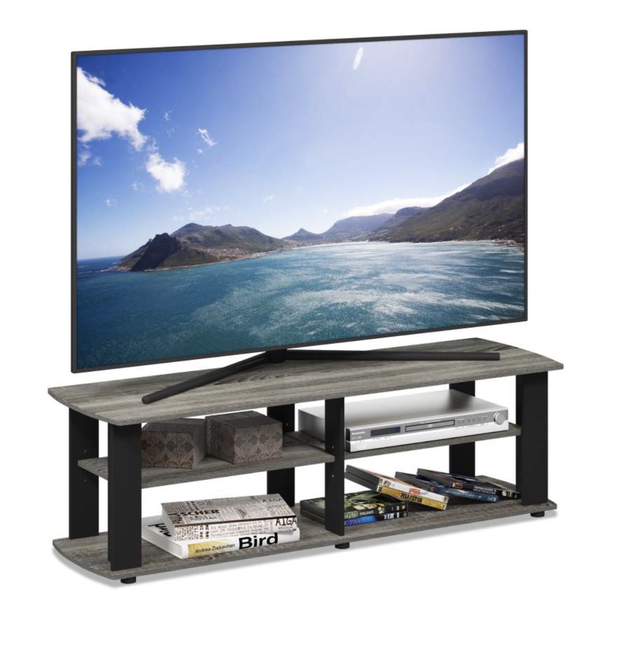 Tv stand console french grey oak / black - New
