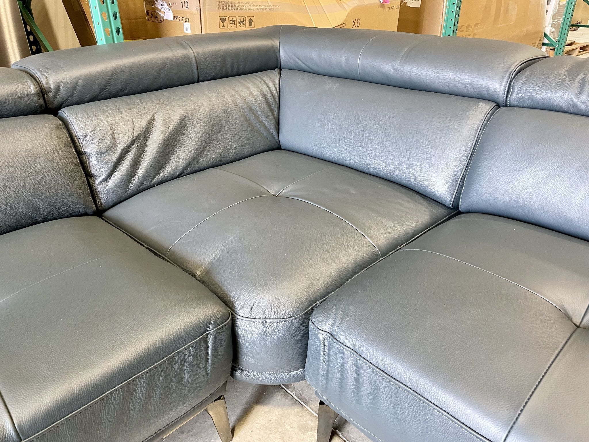 WAREHOUSE CLEARANCE Quinton Top Grain Leather Sectional with
