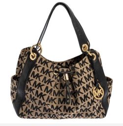 Michael Kors Canvas And Leather Ludlow Handbag And Matching Wallet