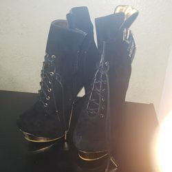 Black/gold Stilettos Booties