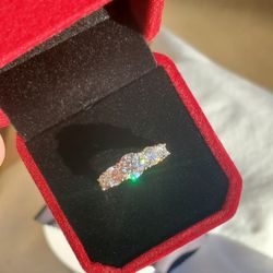 Sz 6 New 5-stone Certified Moissanite Ring 
