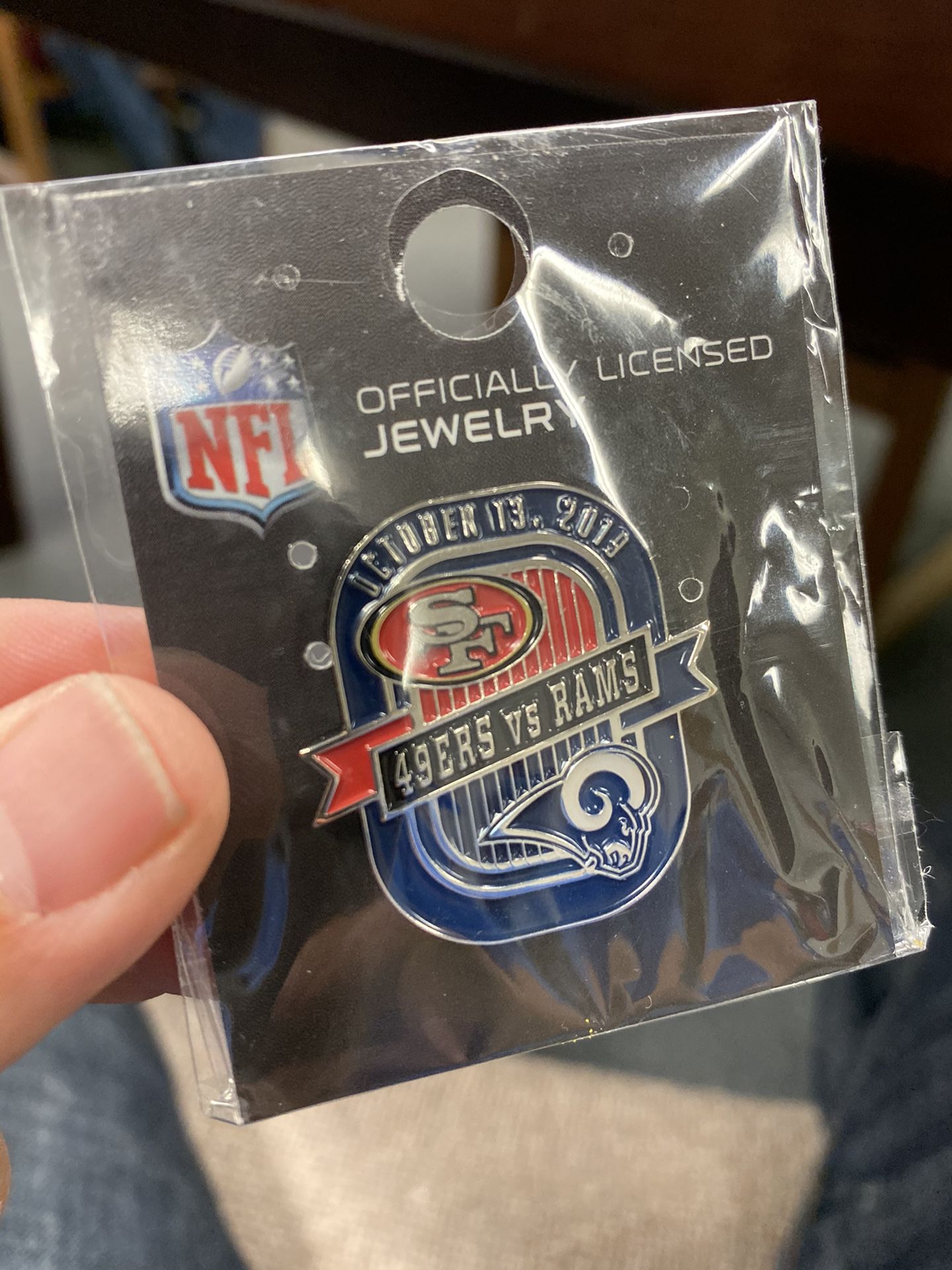 NFL 49ers vs Rams Game Pin Officially Licensed Jewelry