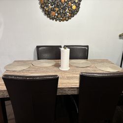 Dining Table Set (6 Chairs) – Faux Marble Top