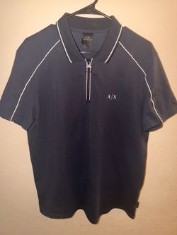 Armani Exchange (A/X) Black Zip Polo Shirt - Size Large