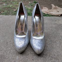 Silver Glitter High Heels