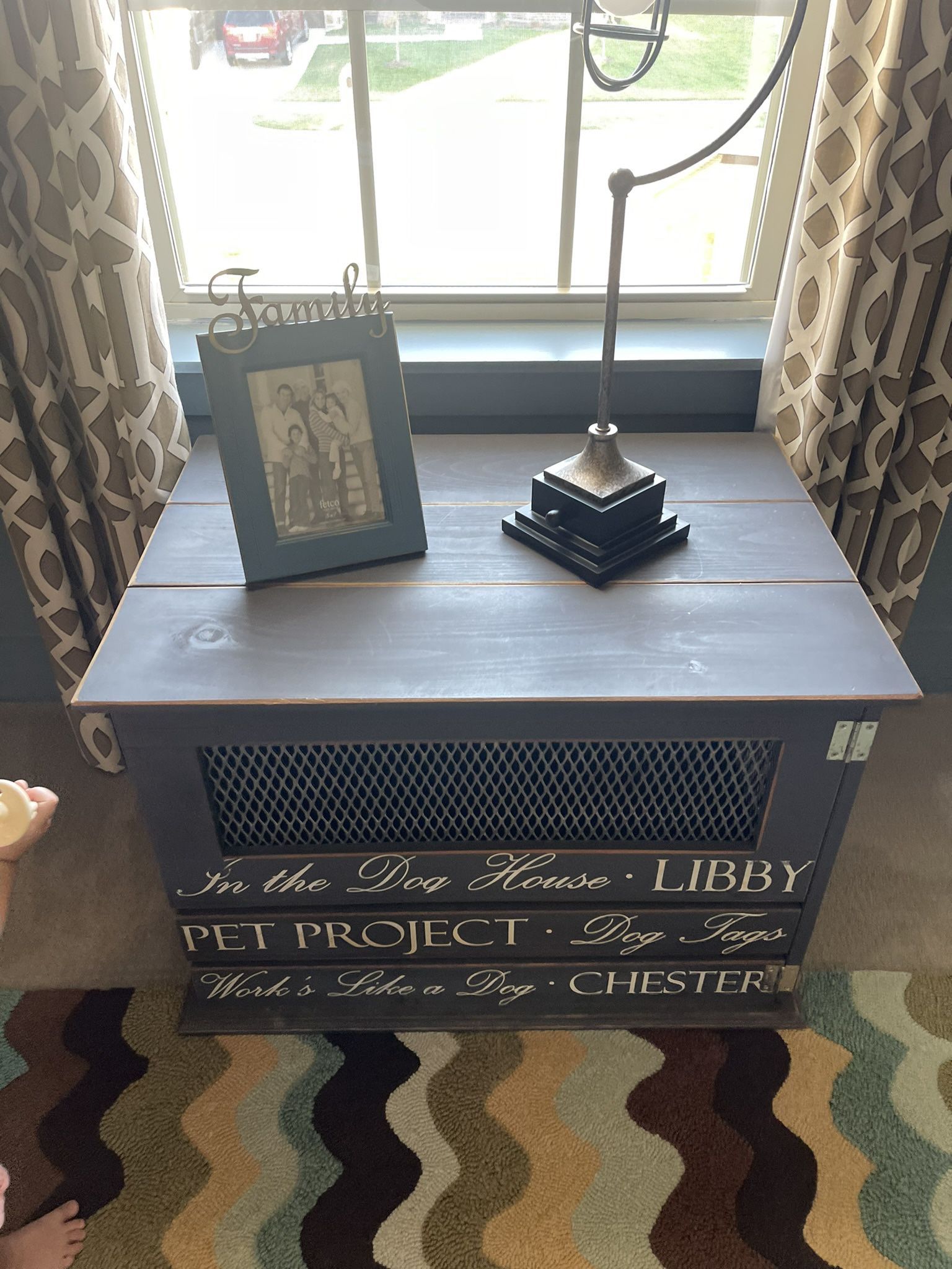 New Blue Wooden Dog Custom Crate 
