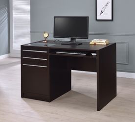 3-Drawer Rectangular Connect-It Office Desk Cappuccino- Best Prices!