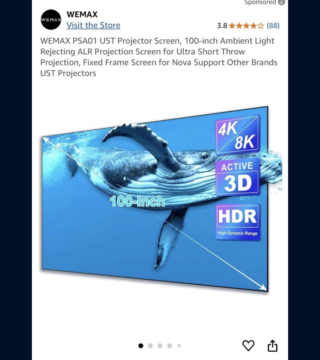 WEMAX Ambient Light Rejection (ALR) projector SCREEN ONLY