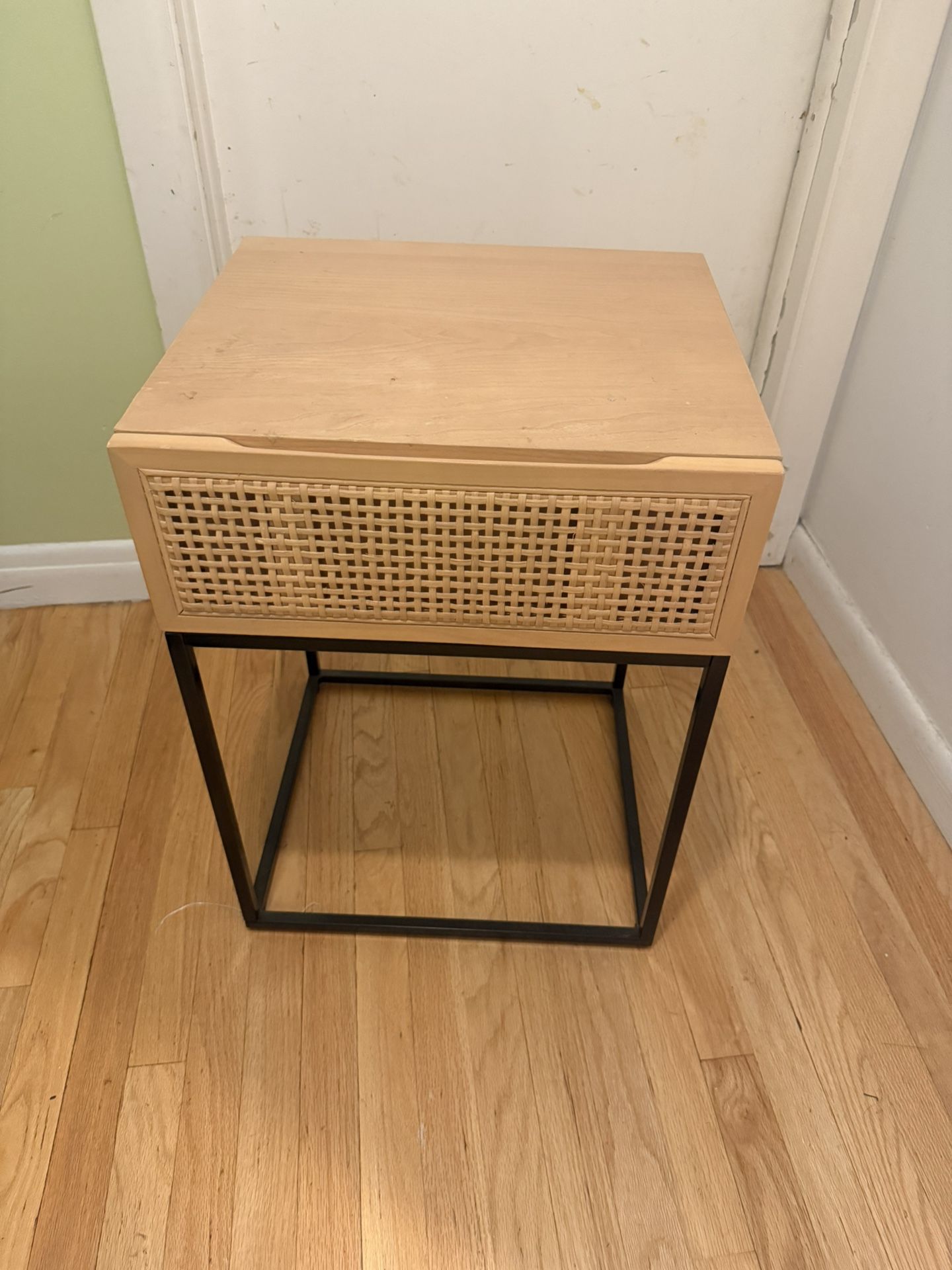 Belmar Woven End Table with Drawer Natural