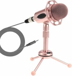 Rose Gold Condenser Microphone with Tripod Stand