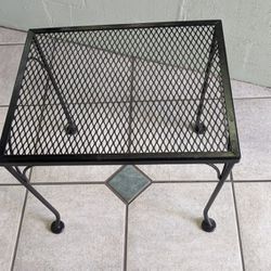 Vintage Wrought Iron Patio Side Table , Plant Stand 