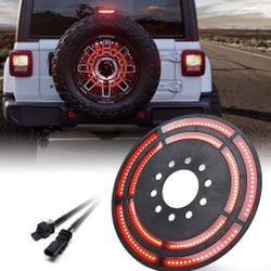 Spare Tire Brake Light Compatible with 2018+ Jeep Wrangler JL/JLU, Plug & Play, 3rd LED Rear Wheel Lights Third Tail Lamp 