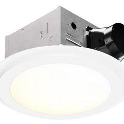 100CFM Round Bathroom Ventilation Fan: Quiet 1.2 Sones Ceiling Mount Exhaust Fan Combo with Integrated LED Light