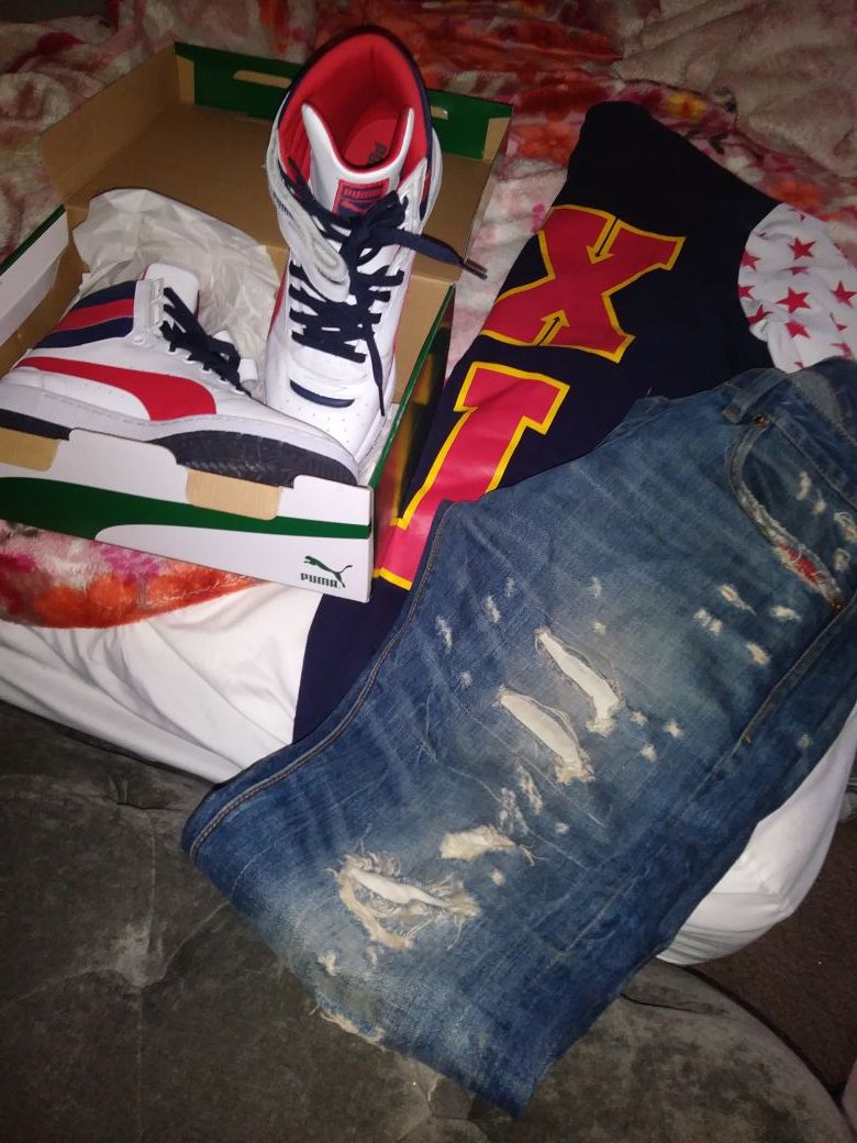 Cult jeans an hudson shirt n puma