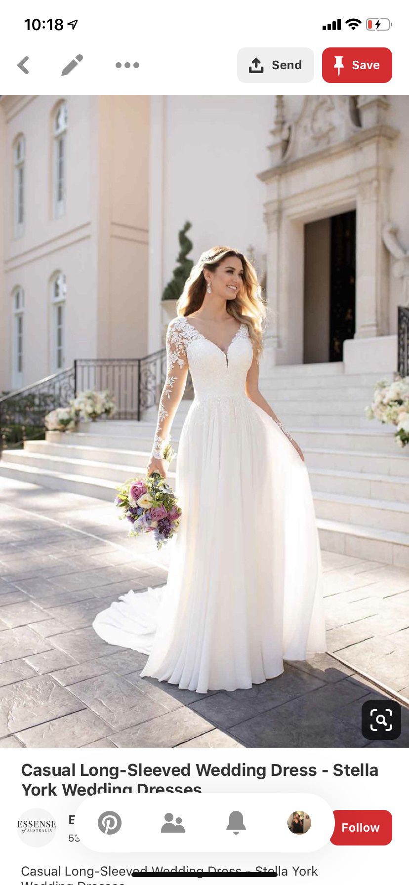 Stella York Lace long sleeve Wedding Dress