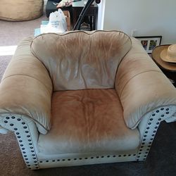 Free Leather Couch, Chair And Ottoman.