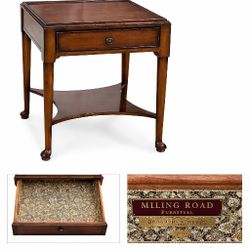 Set Of Two Vintage Milling Road by Baker Furniture Side Table / End Table with Drawer
