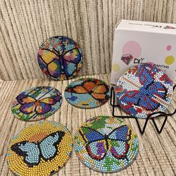 Coaster Diamond Paintings Set Of 6 With Holder 