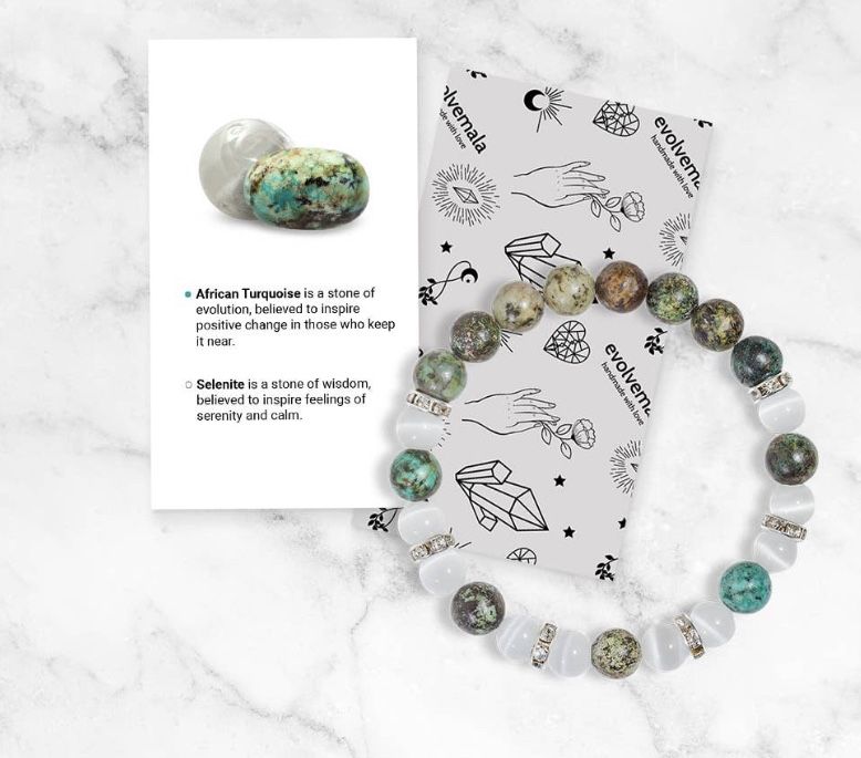 African Turquoise & Selenite 'Destiny' Bracelet