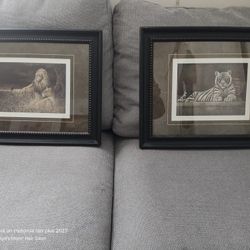 BEAUTIFUL Pair Of Busch Gardens Hand Paintings! Lion And Tiger! Only $15 For Both!!!