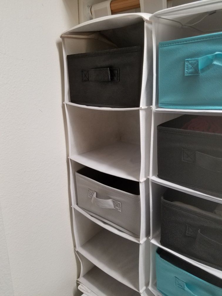 Hanging closet organizer with drawers! (Check out all my offers!)