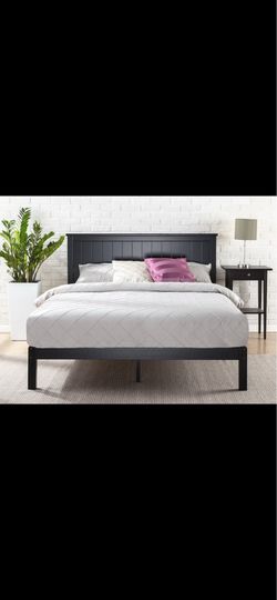New wood platform bed + headboard / full / black