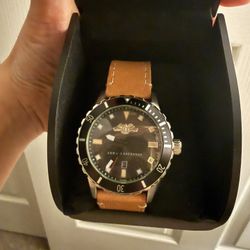 Armani Exchange Men's Black Dial Tan Leather strap Watch AX1707