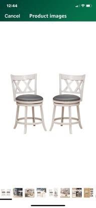 New 25.5" Bar Stools Set of 2, Swivel Counter Height Stools w/Back, 20" Wide Padded Seat, Rubber