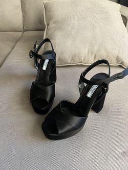 Prada Satin Crossover Peep Toe Platform Heels AUTHENTIC Size 40
