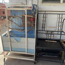 Large Parrot Cage 3 Feet And 4 1/2 Feet Tall Along With The  Play Pen $250