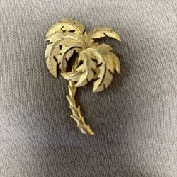 Vintage palm tree, brooch, gold tone