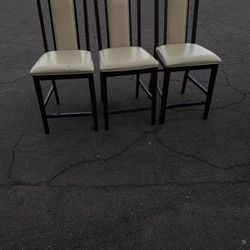 3 High Wooden Chairs 