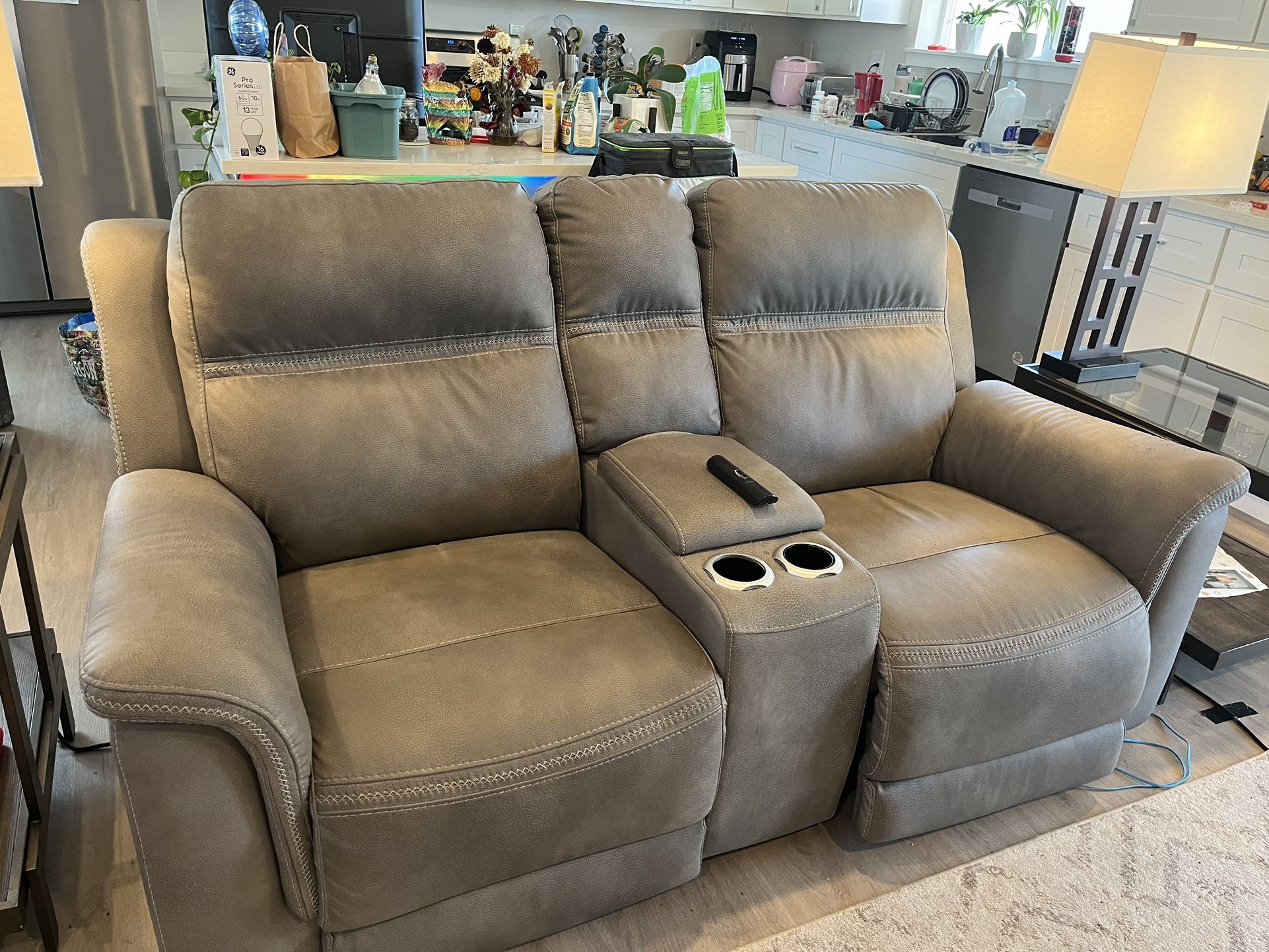 Power recliner, two seater couch