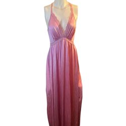 Vintage Rare Olga Style Pink Goddess Nightgown Lace Full  USA L ** the straps are stretchy and seem to be stretched some  