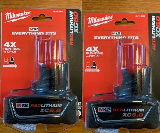 Milwaukee New Battery 6ah 12M 2x $160