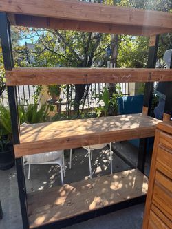 Industrial Wood and Metal Shelving Unit